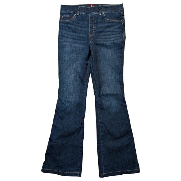 SPANX Denim - SPANX Flare Jeans Dark Wash Tall L 34 Inseam High Rise Pull On Shaping Denim